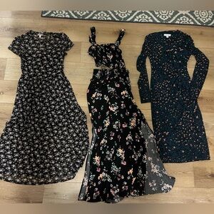 3 Floral and Print Dress Lot. Long sleeve leopard print NWOT